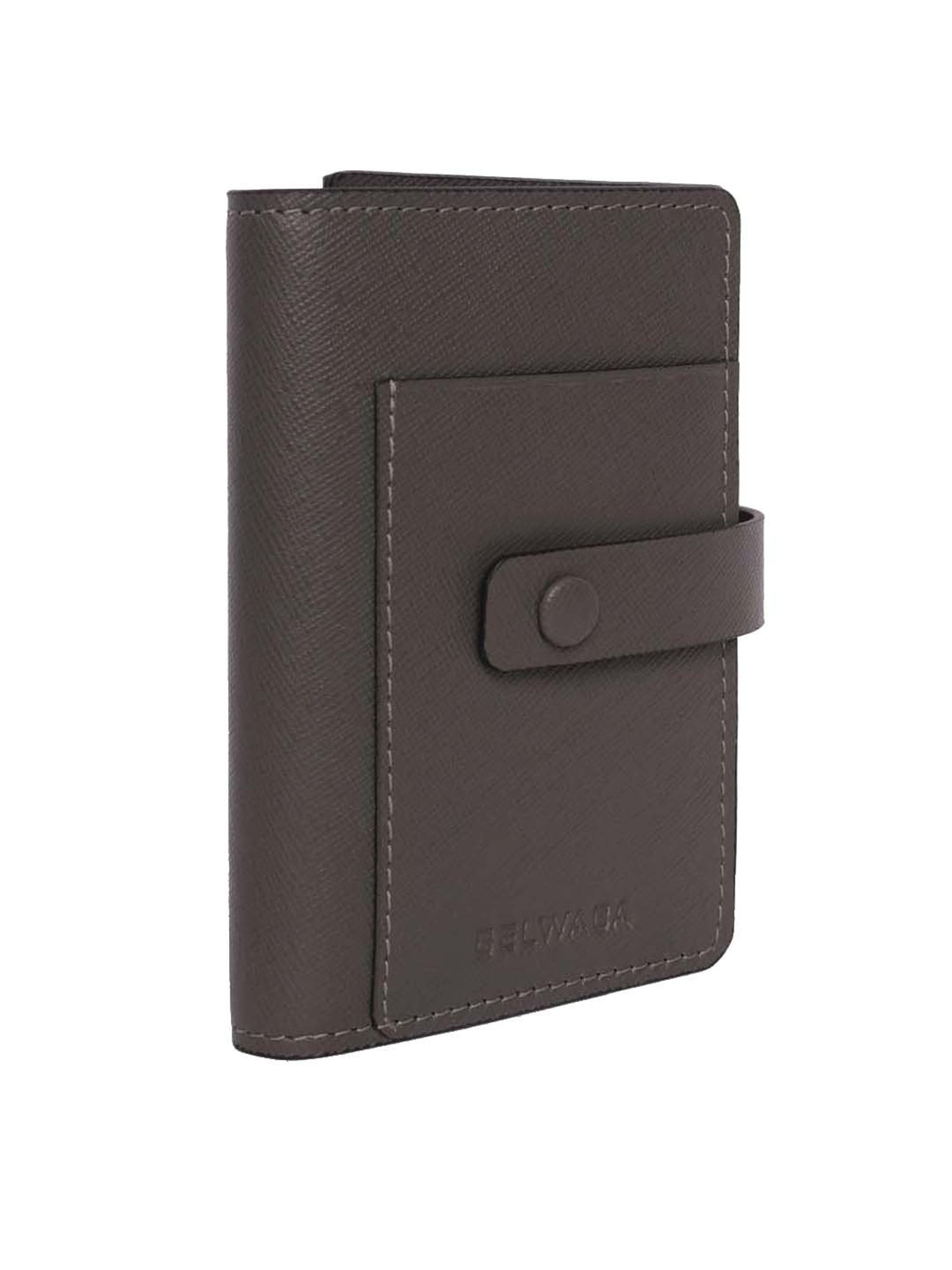 BELWABA Grey Casual Leather Tri-Fold Wallet for Men