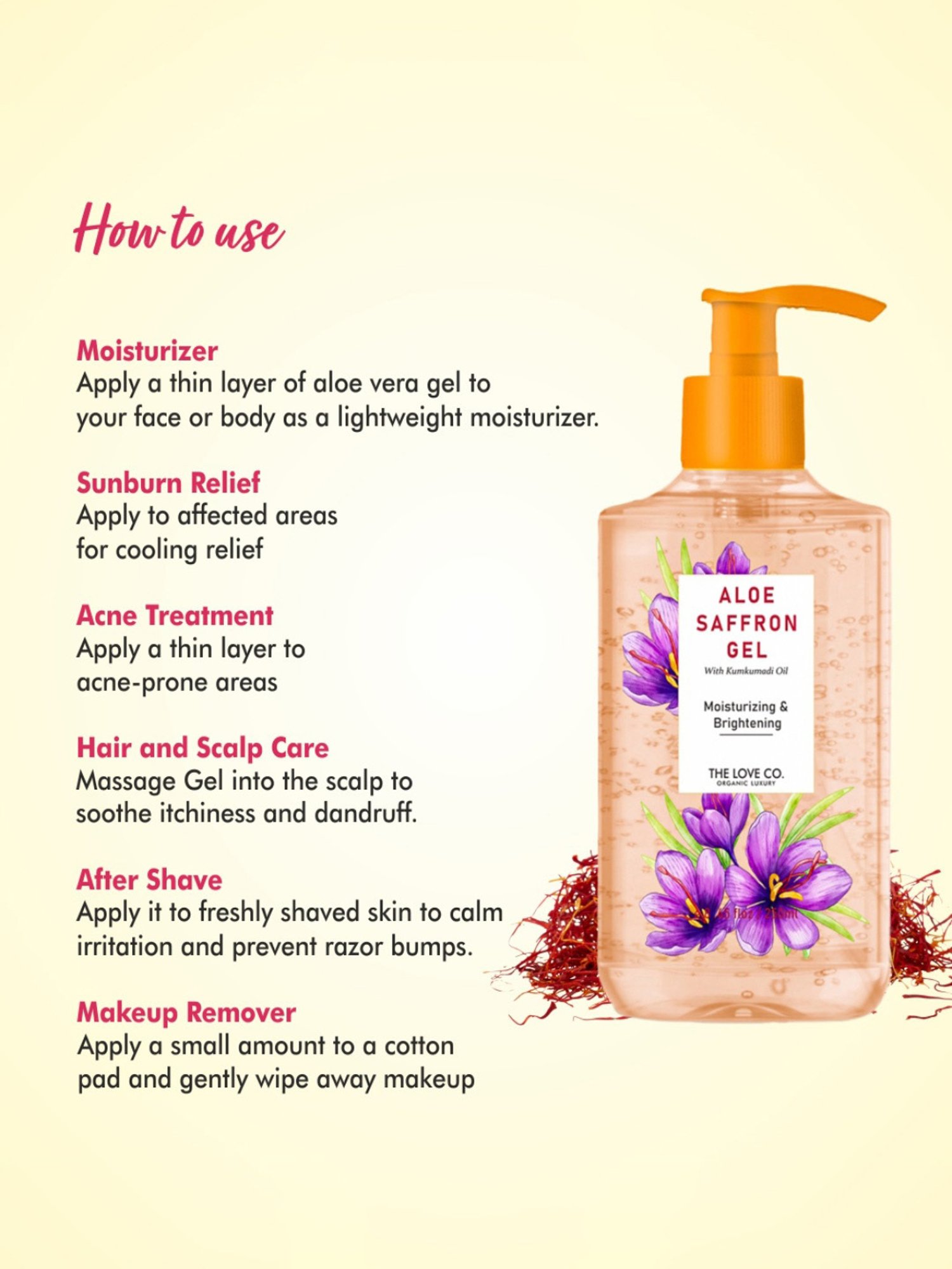 The Love Co. Saffron Aloe Vera Gel - 250 ml