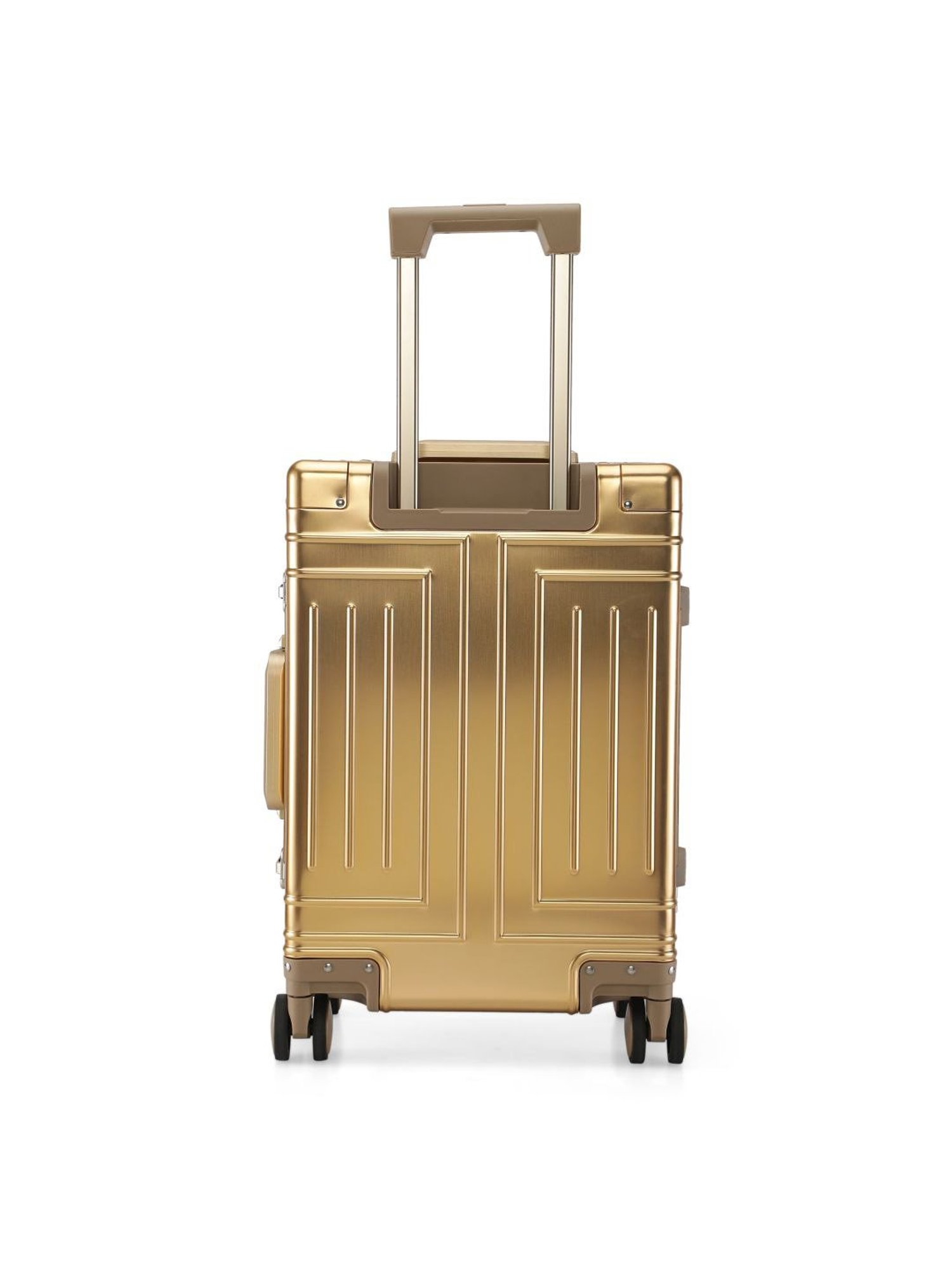 Perquisite Aluminium Trolly Champagne Gold Textured Hard Cabin Bag - 56 cm