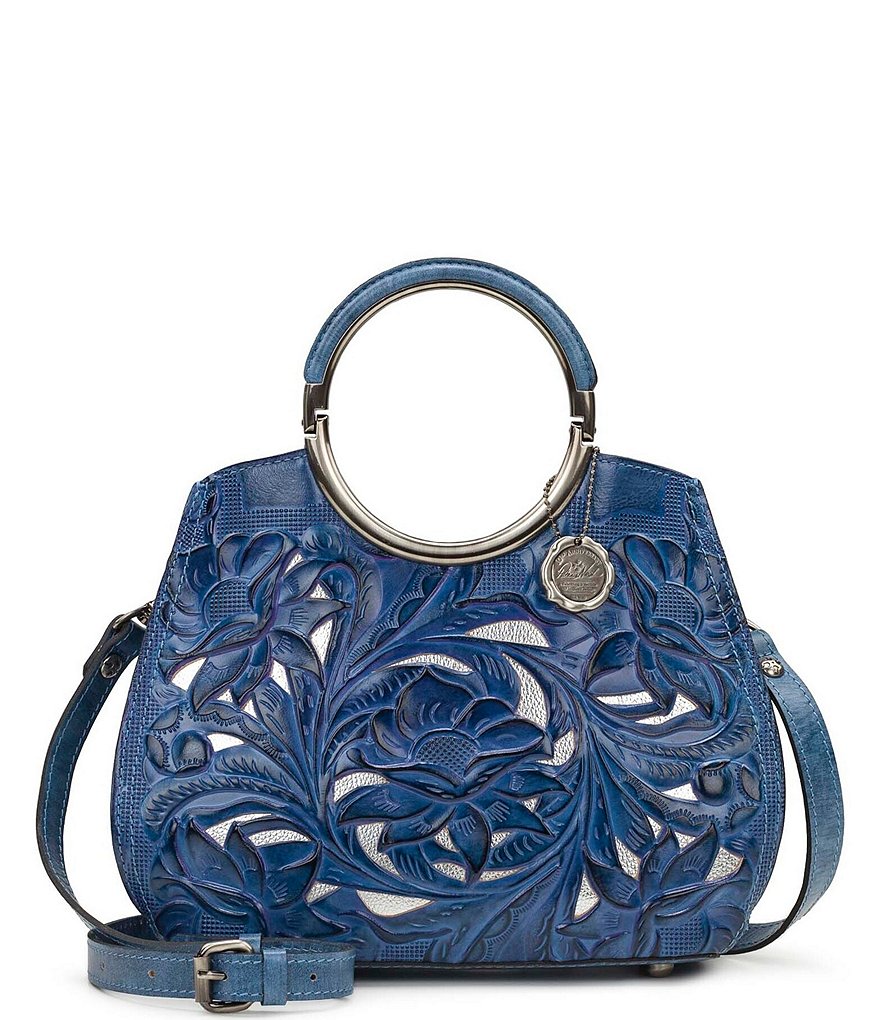 Patricia Nash Cut Out Tooling Collection Aria Ring Handle Floral Shopper Tote Bag