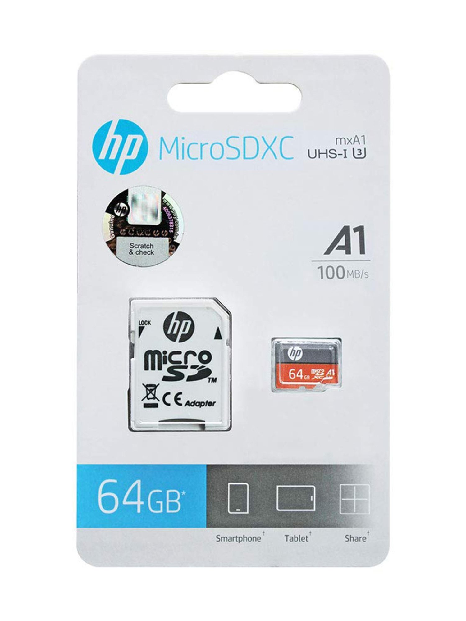 HP U3 A1 HFUD064-1V31A-1 64GB MicroSD Card with Adapter (Orange/Dark Grey)