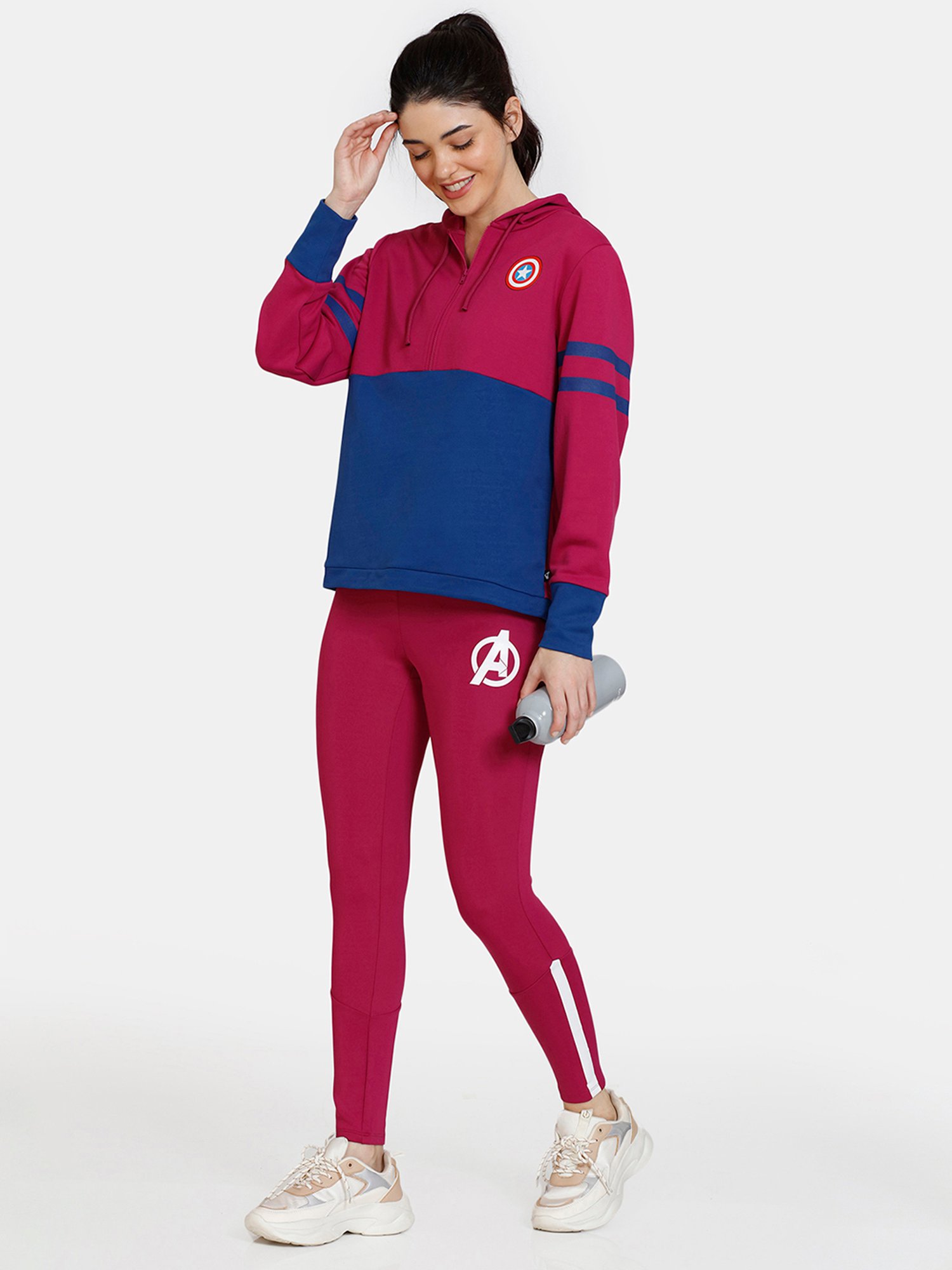 Zelocity by Zivame Blue & Red Color-Block Hoodie