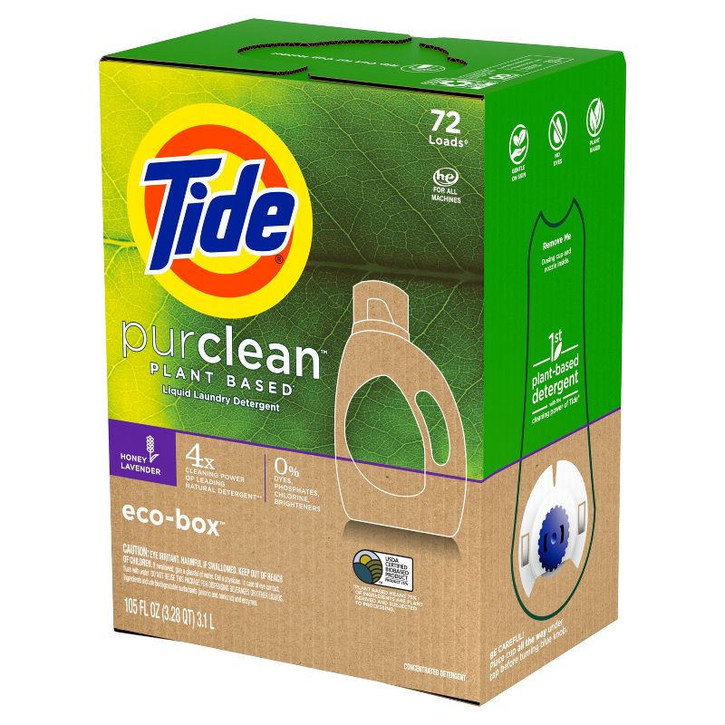 Tide Purclean Plant-based Honey Lavender Liquid Laundry Detergent Eco-Box HE Compatible - 105 fl oz