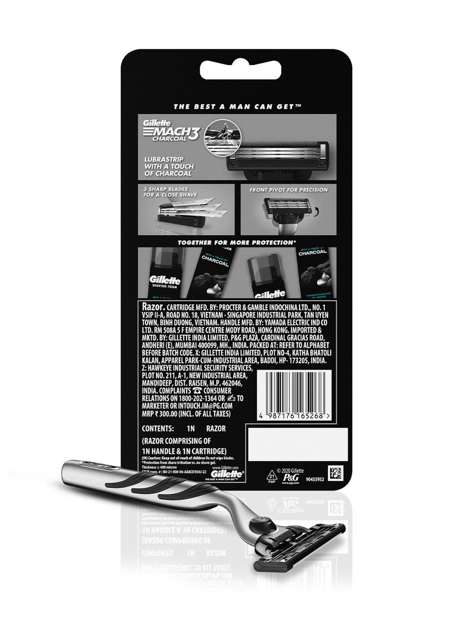 Gillette Mach3 Charcoal Shaving Razor for Men - 37 gm