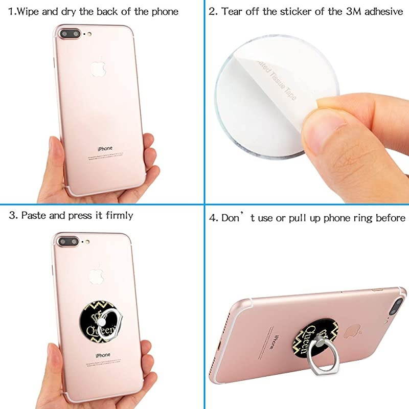 Phone Ring Holder 360 Rotation Finger Stand Grip Kickstand for Smartphones and Tablets (Gold Queen)