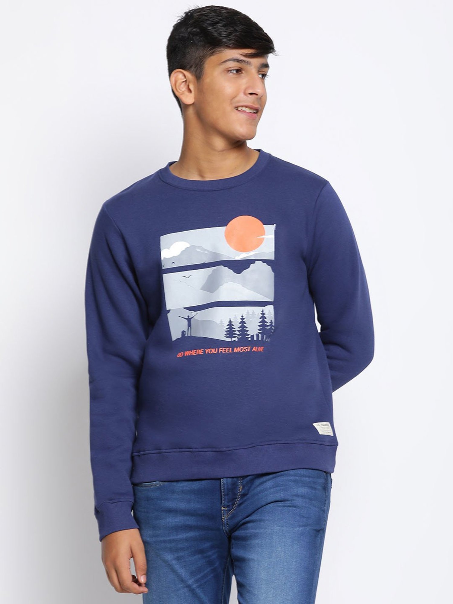 Lil Tomatoes Kids Navy Printed Full Sleeves Sweatshirt