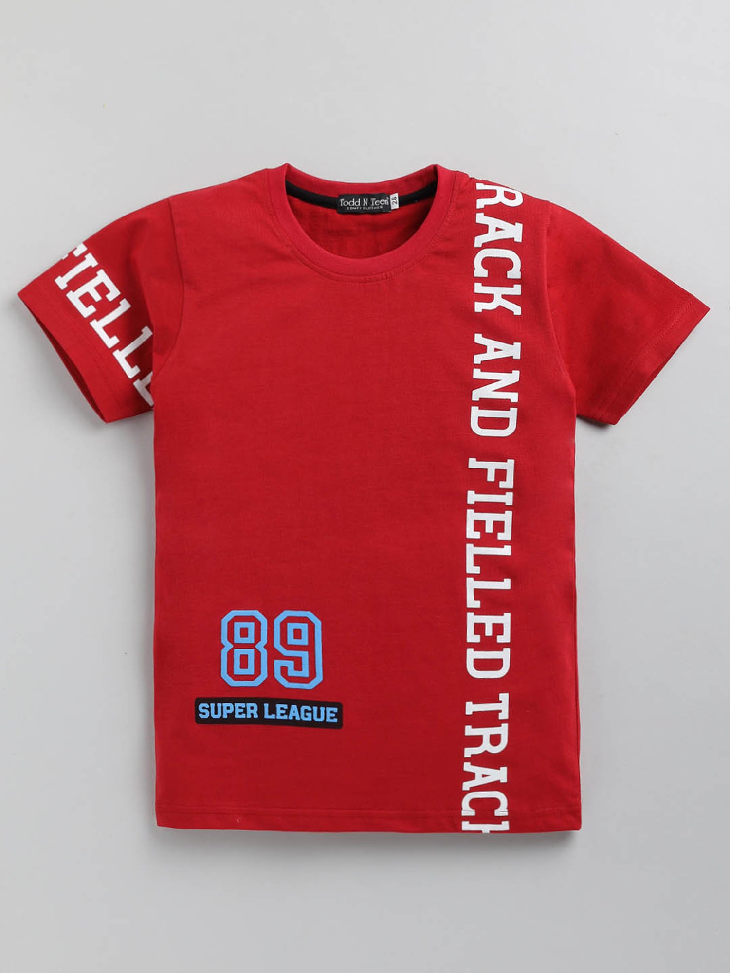 Todd N Teen Kids Red & Black Graphic Print T-Shirt with Trackpants