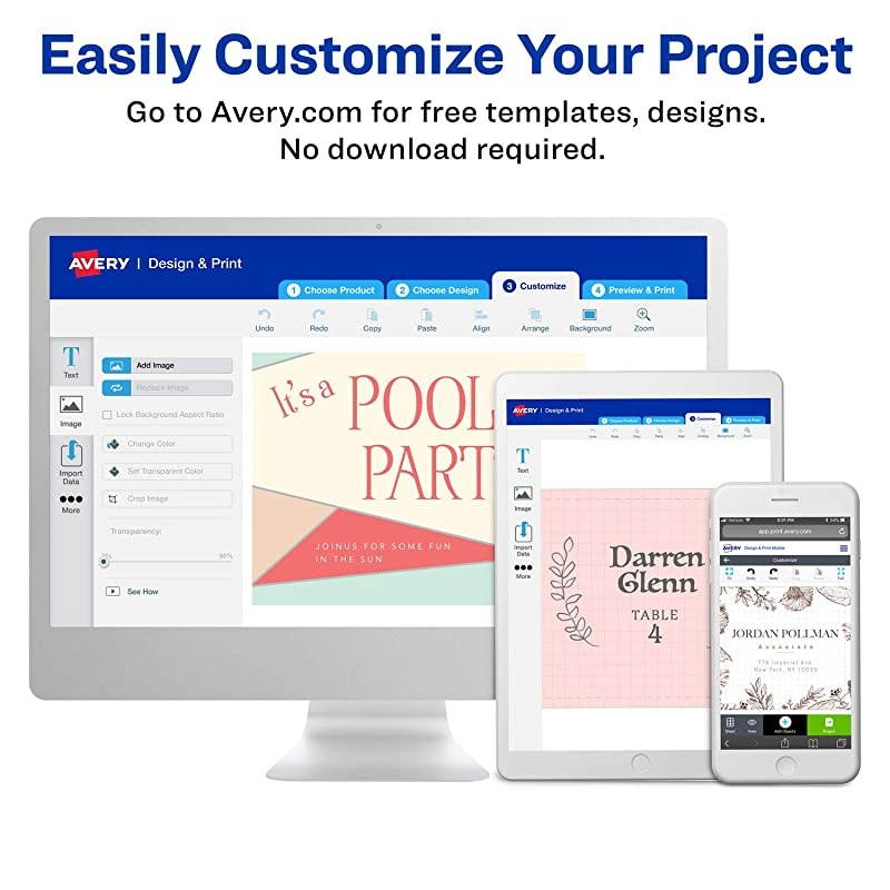 Printable Business Cards Inkjet Printers 90 Cards 2 x 35 Clean Edge Heavyweight 28878 White