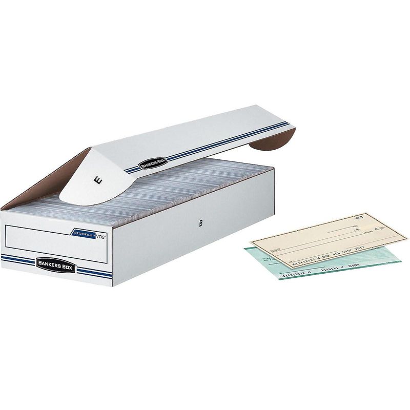 Bankers Box STOR/FILE Storage Box Check Flip-Top Lid White/Blue 12/Carton 00706