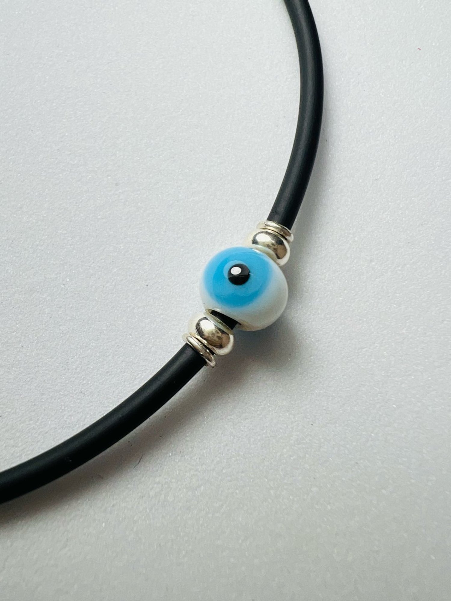 Arte Jewels 925 Sterling Silver Black Beads Evil Eye Anklet for Women & Girls (Single Anklet)