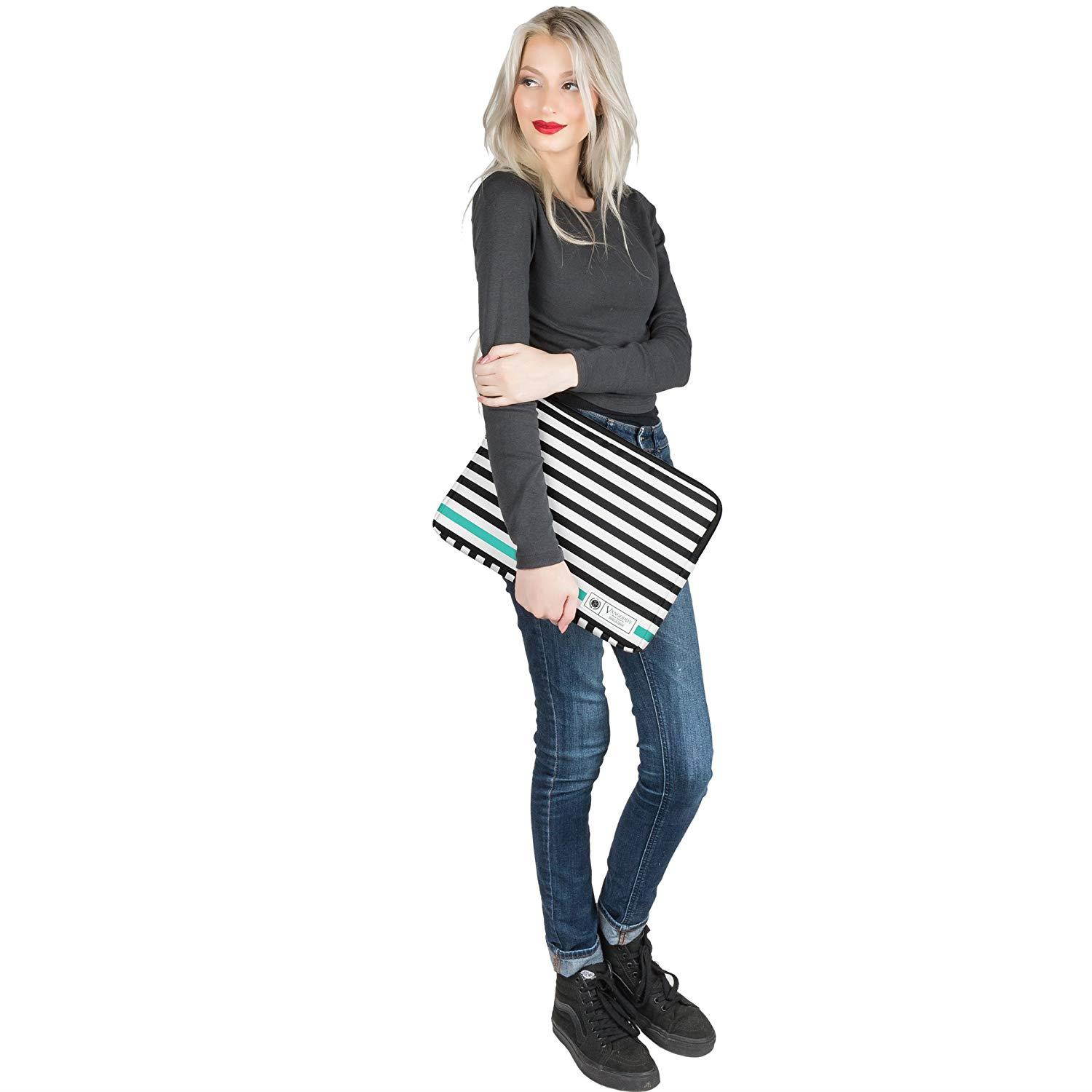 APOLLO 17.3" Laptop Tablet Sleeve Black White Accent Stripe Pattern Design For Lenovo 16" - 17.3" Laptops (Flex, IdeaPad, ThinkPad, Yoga