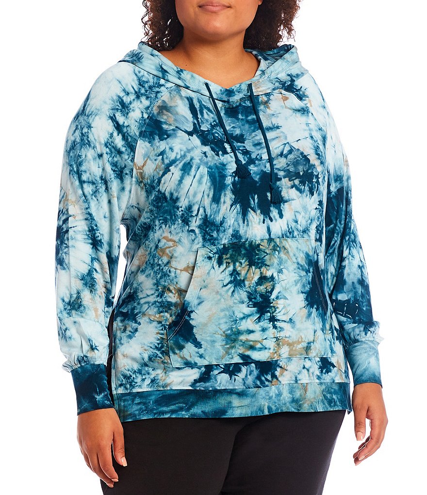 Kinesis Plus Size Everyday Hi-Low Hem Soft Stretch Fleece Long Sleeve Hoodie