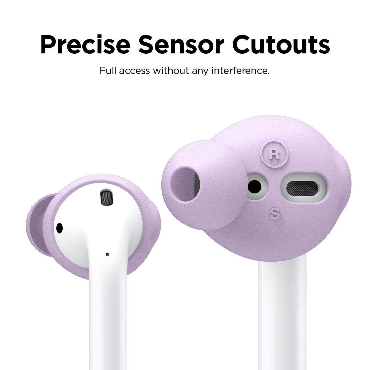 elago Earbuds Cover Designed for Apple AirPods 2 & 1 or EarPods [4 Pairs: 2 Large + 2 Small] (Lavender)