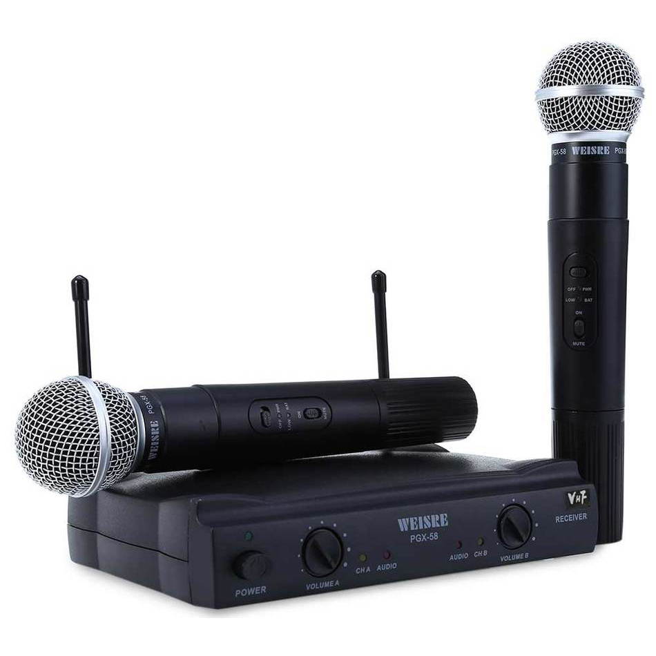 WEISRE PGX58 Omni Directional Wireless Microphone System Dual Mic for Karaoke Party KTV