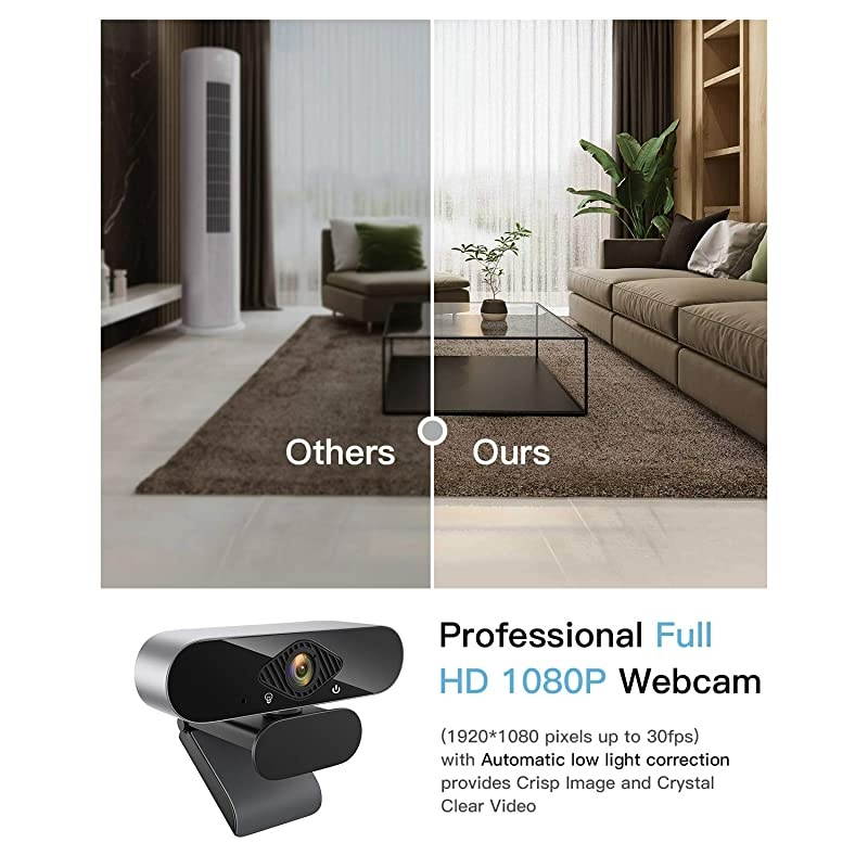 Webcam with MicrophoneHD USB Streaming Webcam for Desktop PC Computer Web Camera with 120Degree Wide View AnglePlug and Play Desktop Webcam for Video Calling Recording ConferencingGaming