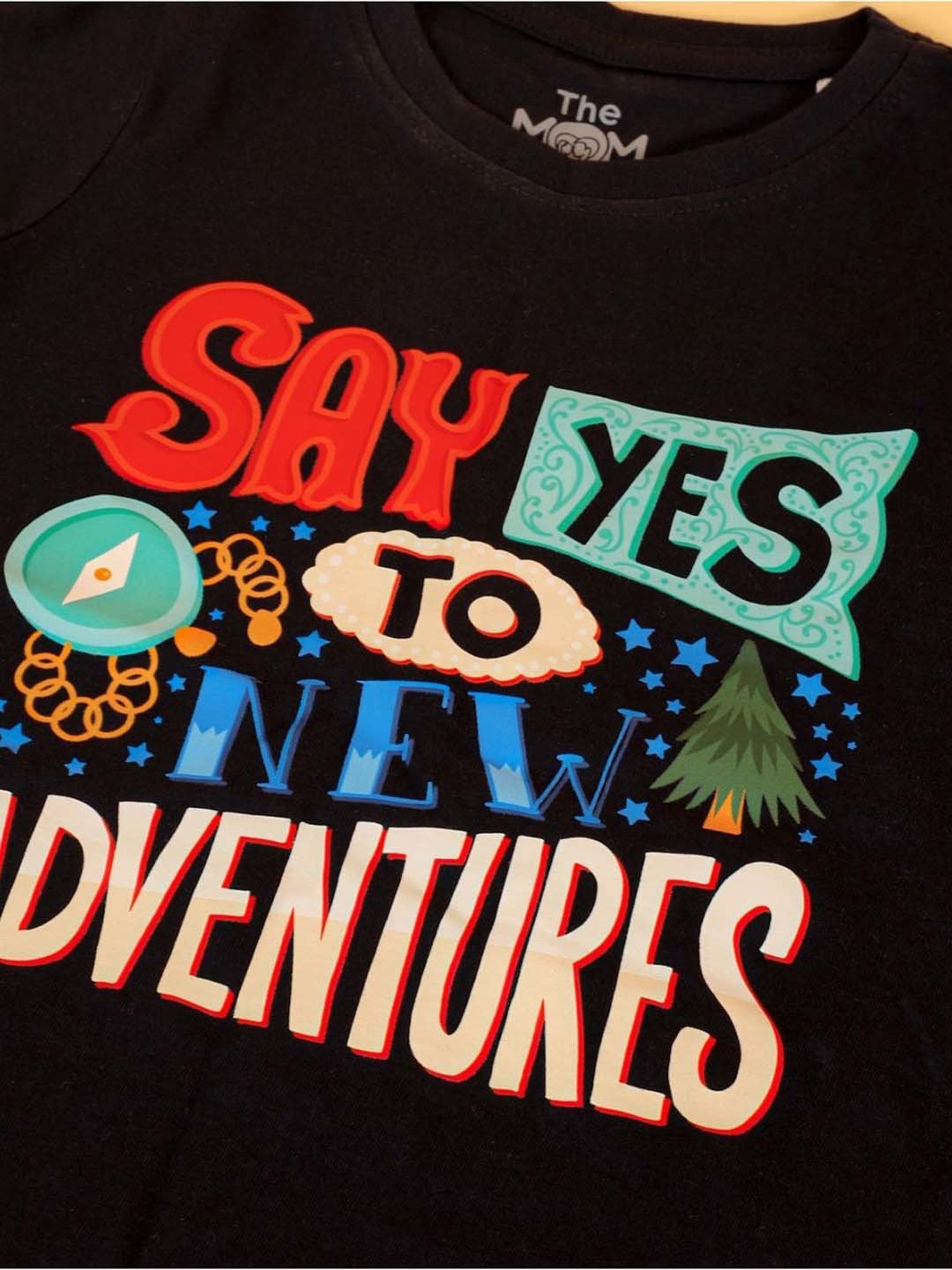 The Mom Store Kids Black & Pink Cotton Printed Top Set