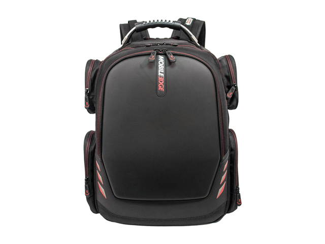 Mobile Edge - Core Gaming Checkpoint Friendly 18.4" Backpack w/Velcro Front Panel - Black with Red Trim