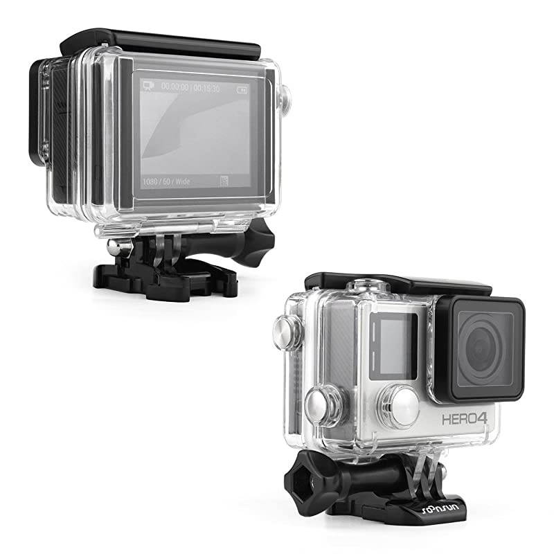 Standard Waterproof Dive Housing Case for GoPro Hero 4 Hero 3+ Hero 3 Hero4 Hero3 Camera with Waterproof BacPac Backdoor and Silicone Lens Cap - Underwater 40 Meters