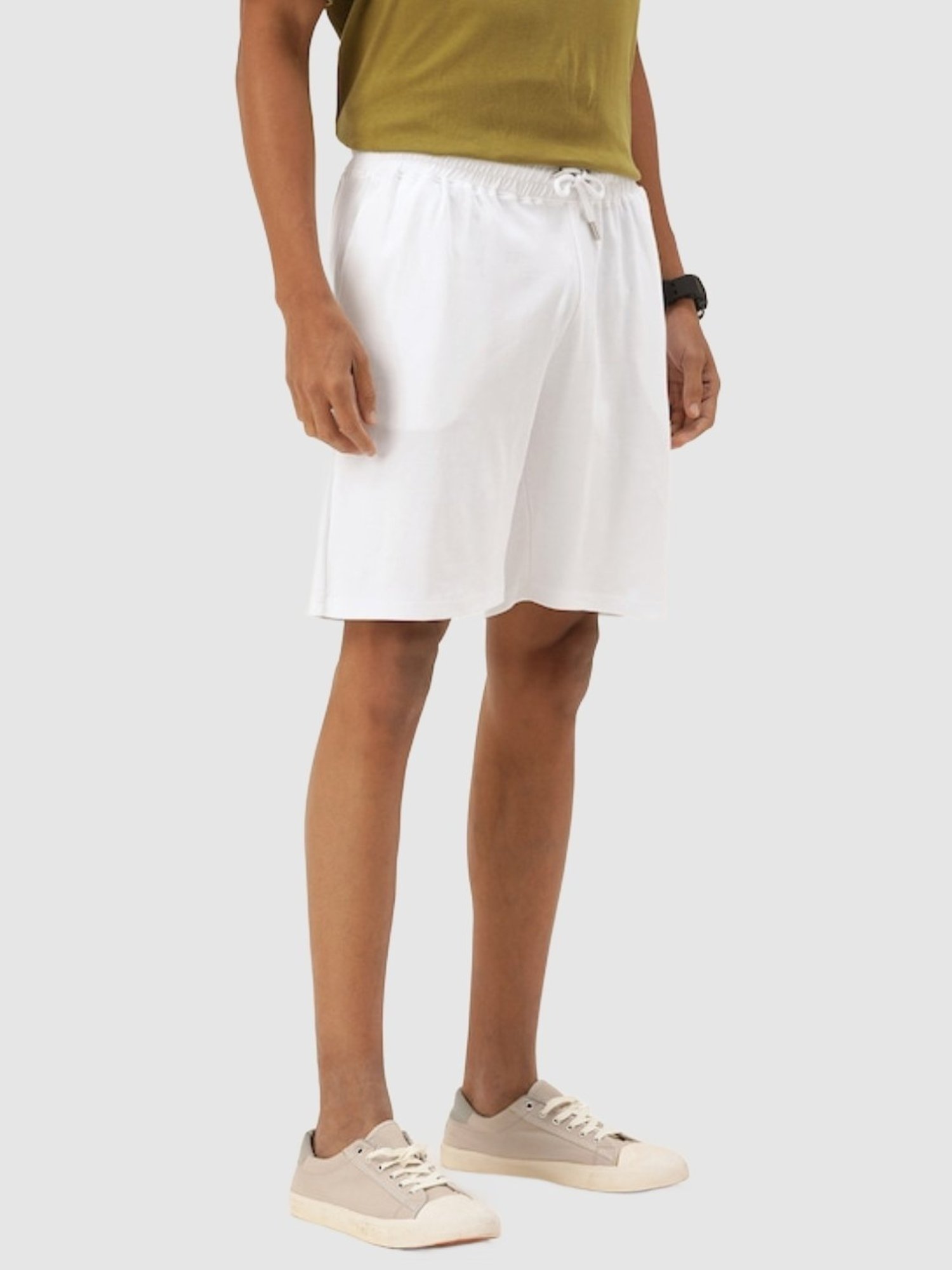 Bene Kleed White Cotton Loose Fit Shorts
