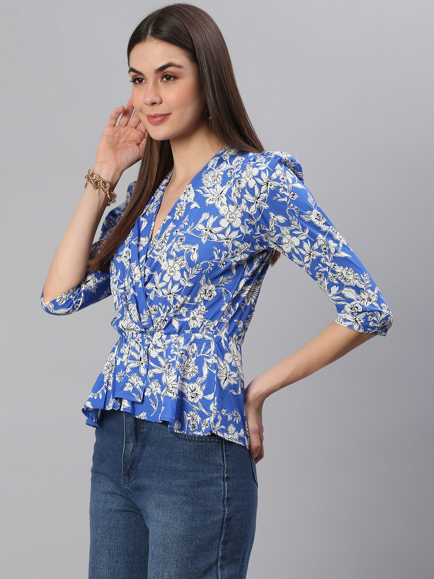 Cation Blue Printed Top