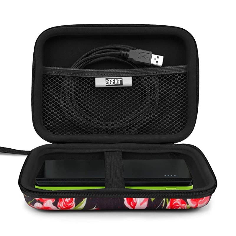 Travel Electronics Organizer 65 Inch Zipper Case with Hard Shell Case Exterior and Accessory Pocket Charger Organizer Accessory Organizer Cable Travel Organizer and More Floral