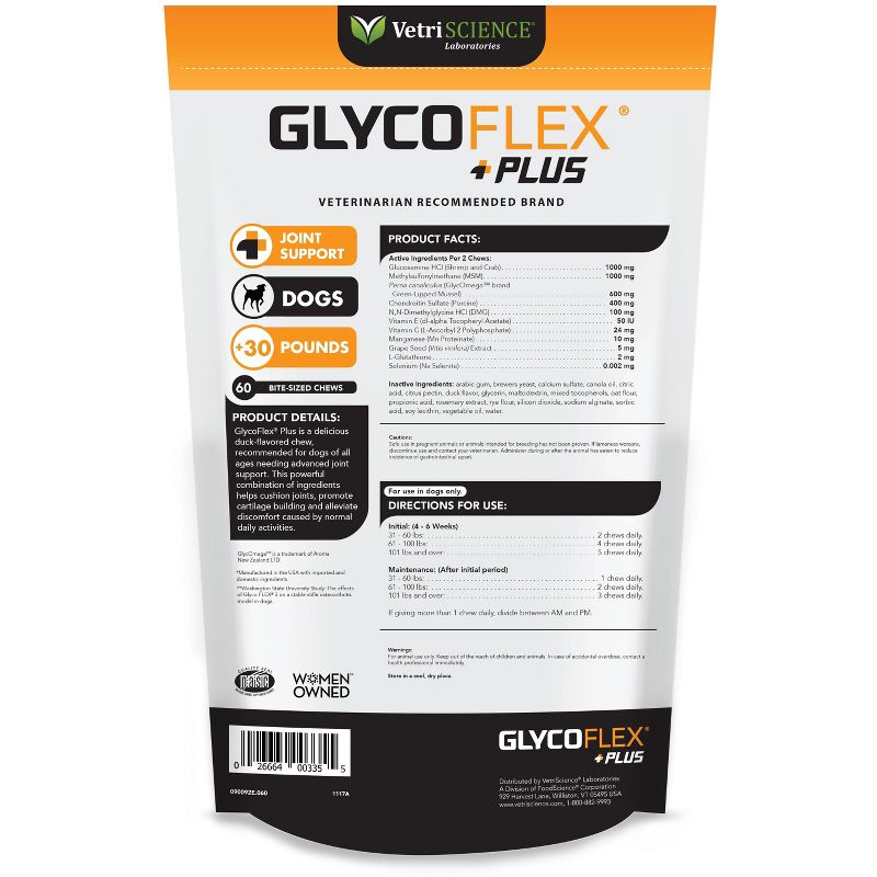 Vetriscience Laboratories GlycoFlex Plus Joint Support for Dogs - 120 ct