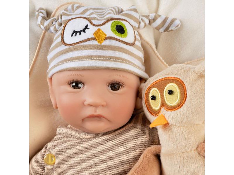 Paradise Galleries Hoot! Hoot! Baby Doll That Looks like a Real Baby, 16 inch Vinyl, Preemie Reborn Boy, Safety Tested for Age Kids 3+, 3-Piece Gift Set
