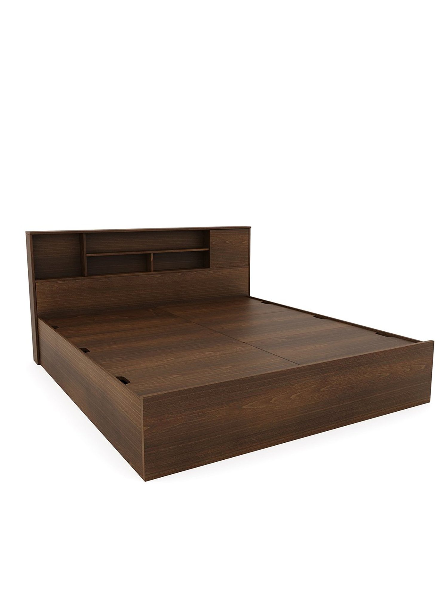 Nilkamal Mozart Walnut Brown Engineered Wood King Bed with Storage