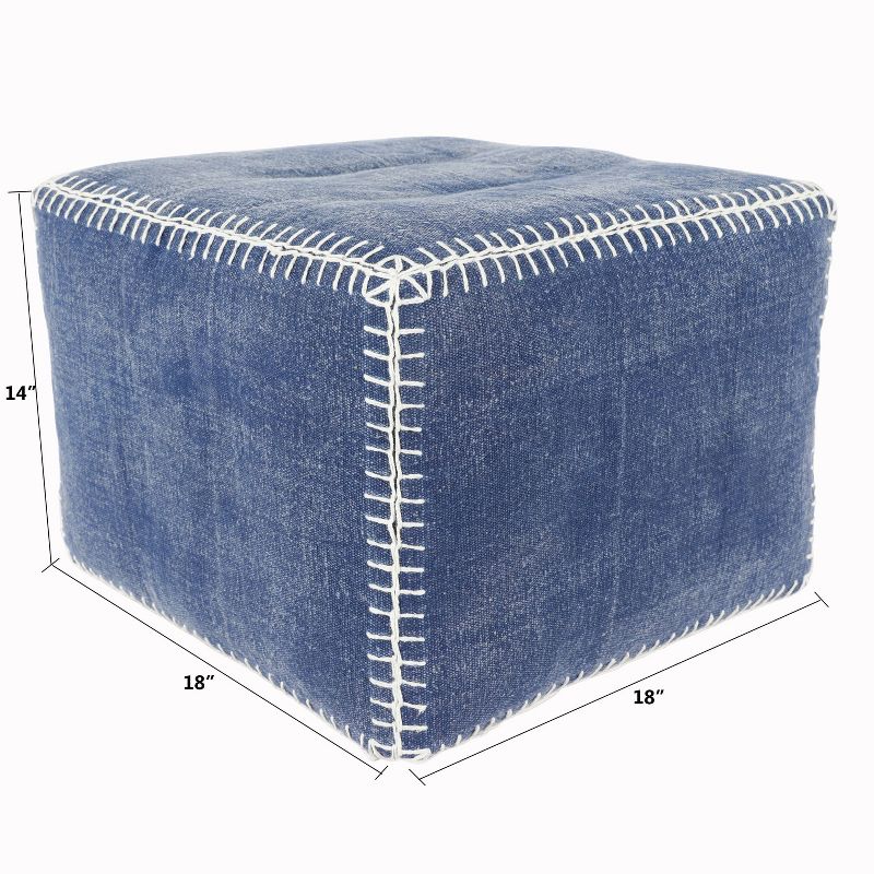 Daisy Square Pouf Blue - Décor Therapy