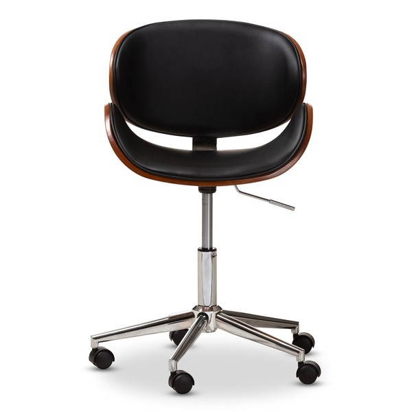 Baxton Studio Ambrosio Modern and Contemporary Black Faux Leather Upholstered Chrome-Finished Metal Adjustable Swivel Office Chair