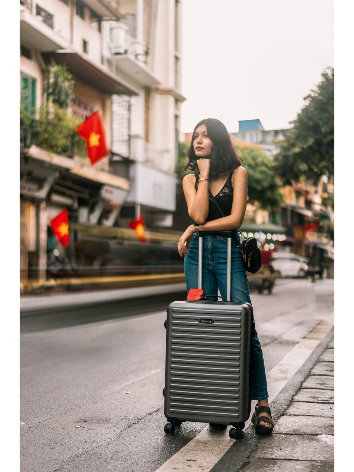 Assembly Grey Textured Medium Check-in Trolley - 24 inch