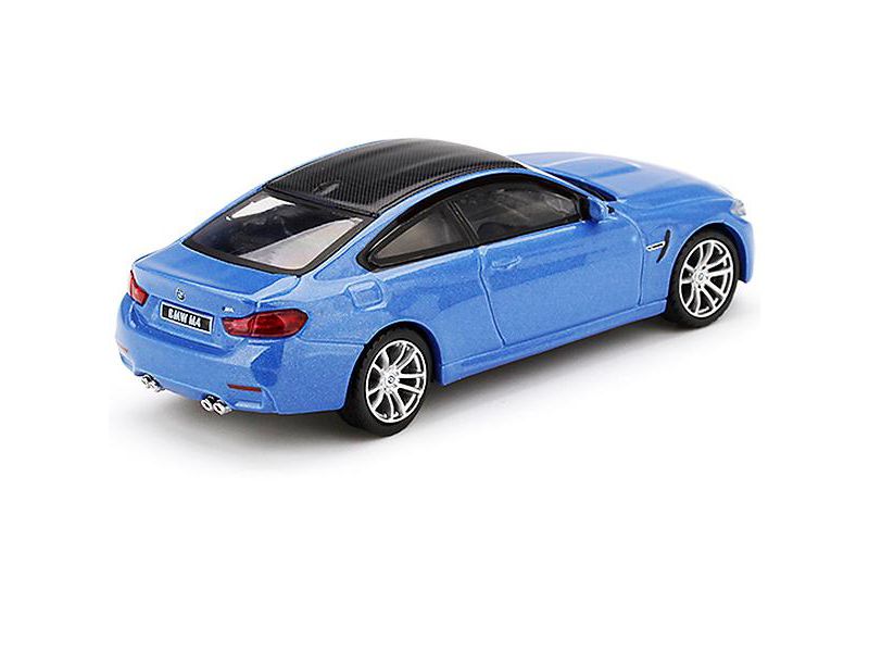 BMW M4 (F82) Yas Marina Blue Metallic with Carbon Top Limited Edition to 2400 pieces Worldwide 1/64 Diecast Model Car by True Scale Miniatures