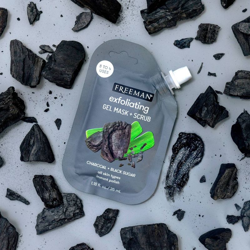 Freeman Charcoal + Black Sugar Gel Mask & Scrub - 1.18 fl oz