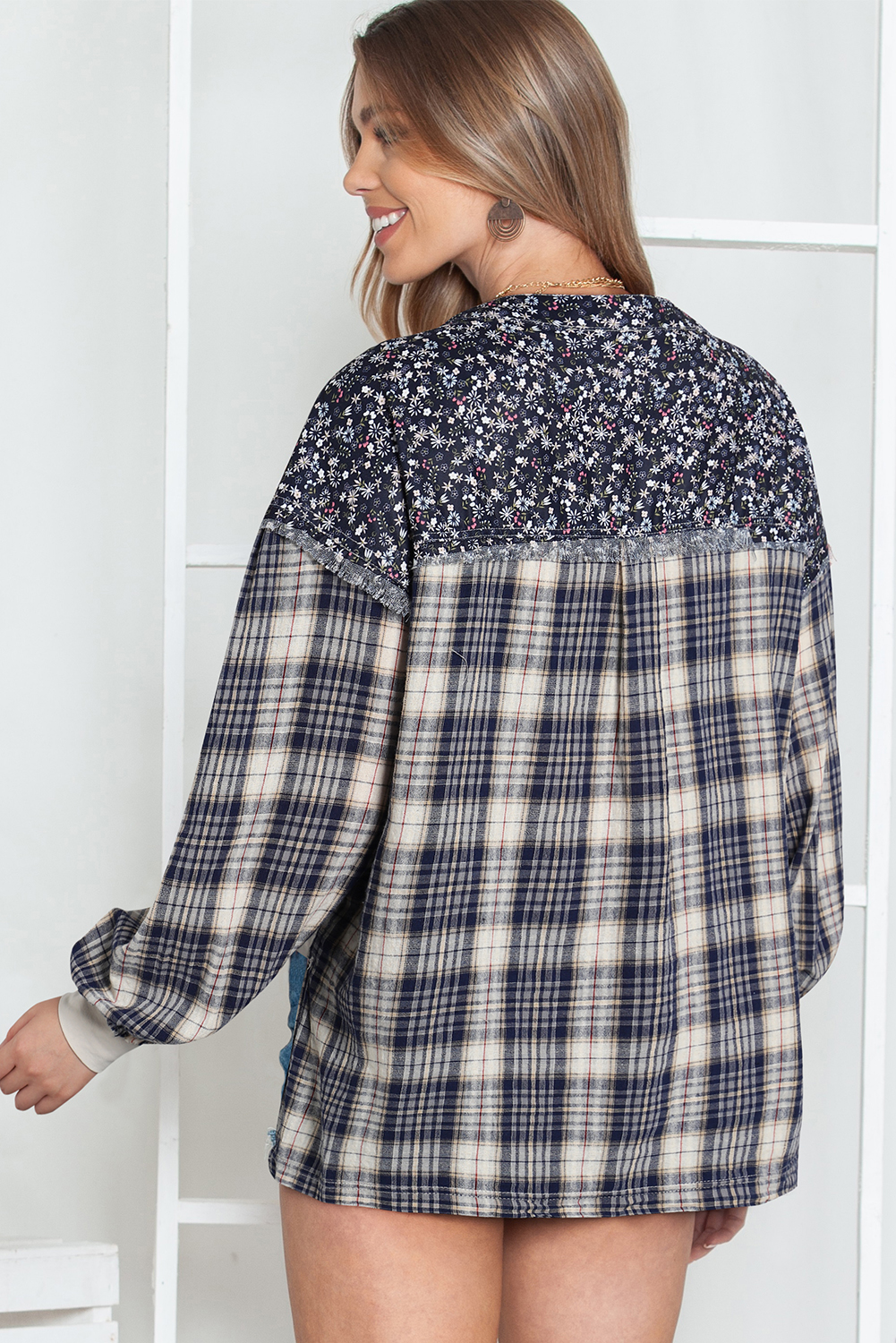 Bohemian Patterned Pullover Long Sleeve Blouse