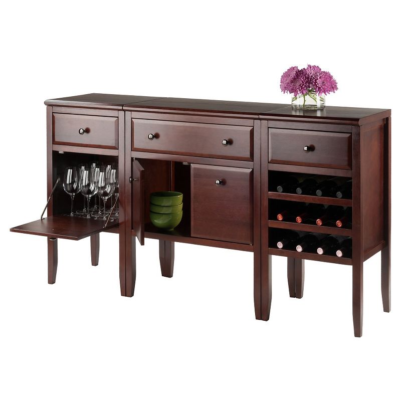 Orleans Modular Buffet with Drawer 12 Bottles Wine Rack Wood/Dark Cappuccino - Winsome