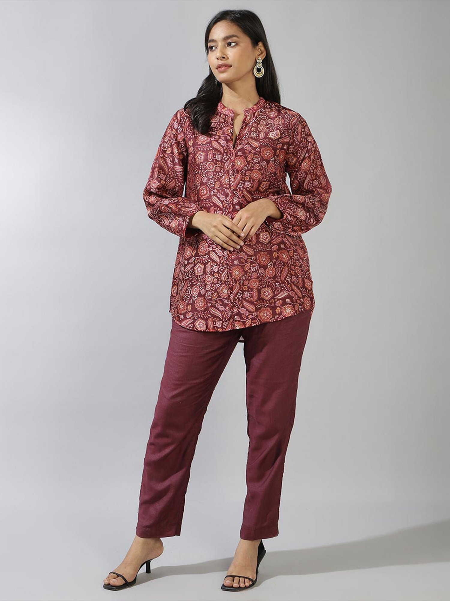 Fabindia Maroon Printed Tunic