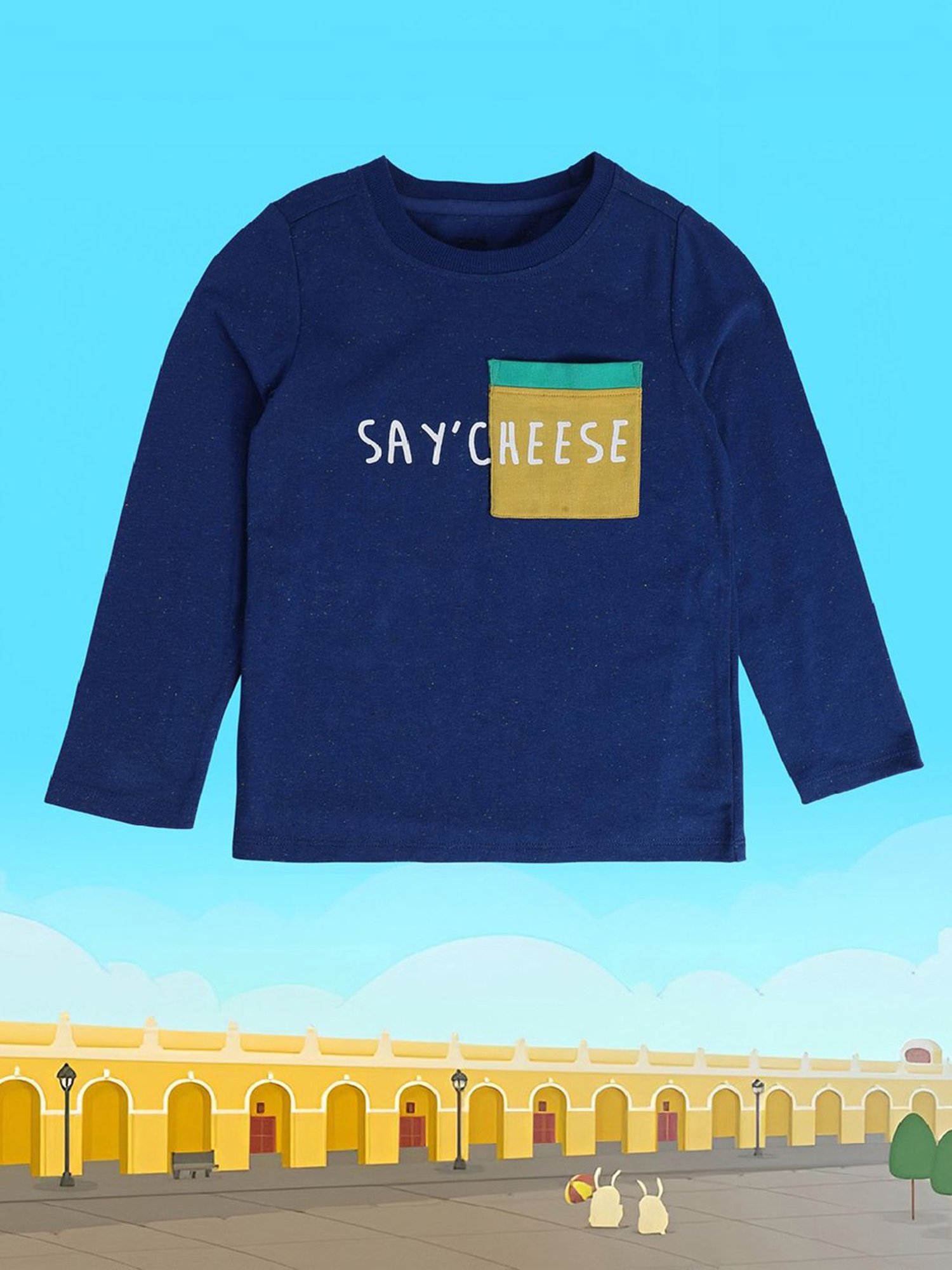 MINIKLUB Kids Navy Printed Full Sleeves T-Shirt