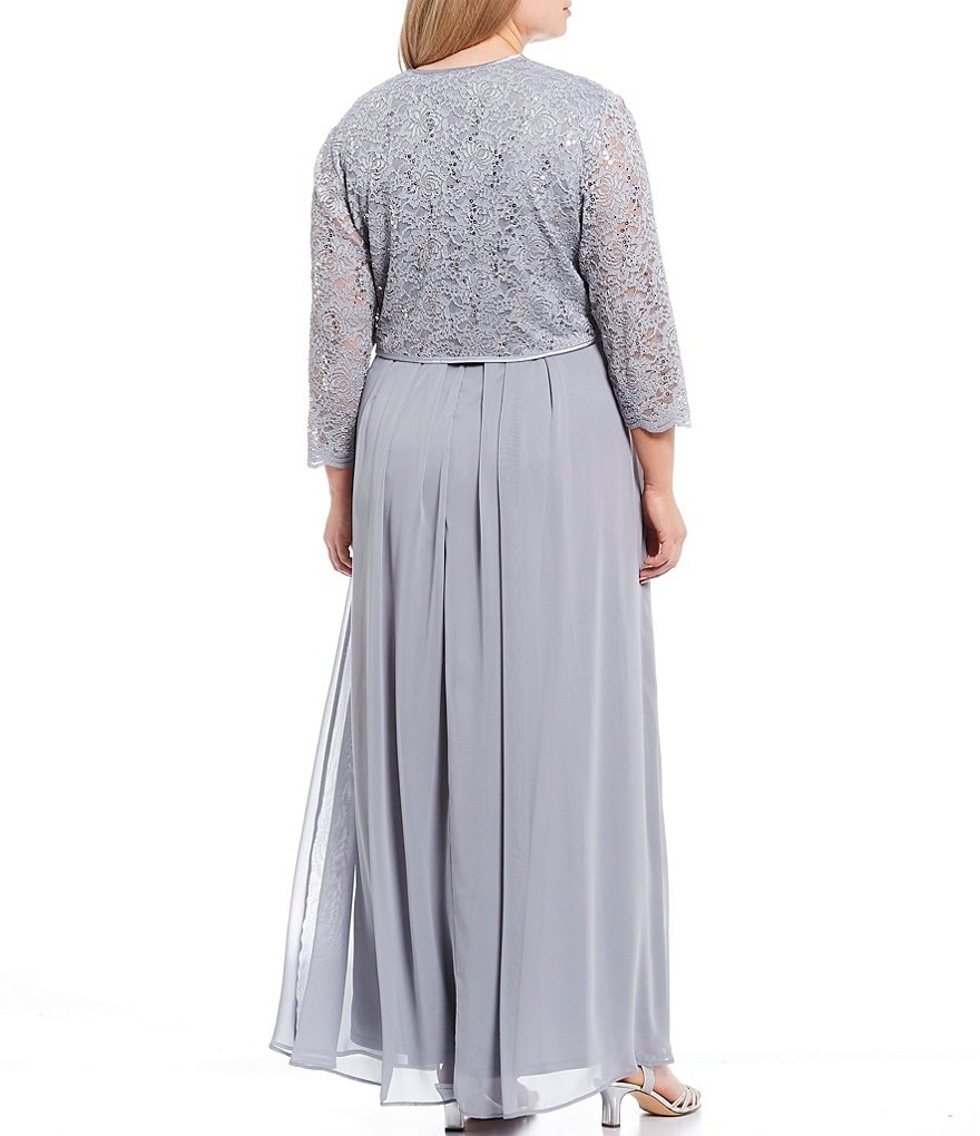 Jessica Howard Plus Size Crew Neck 3/4 Sleeve Printed Trapeze Dress