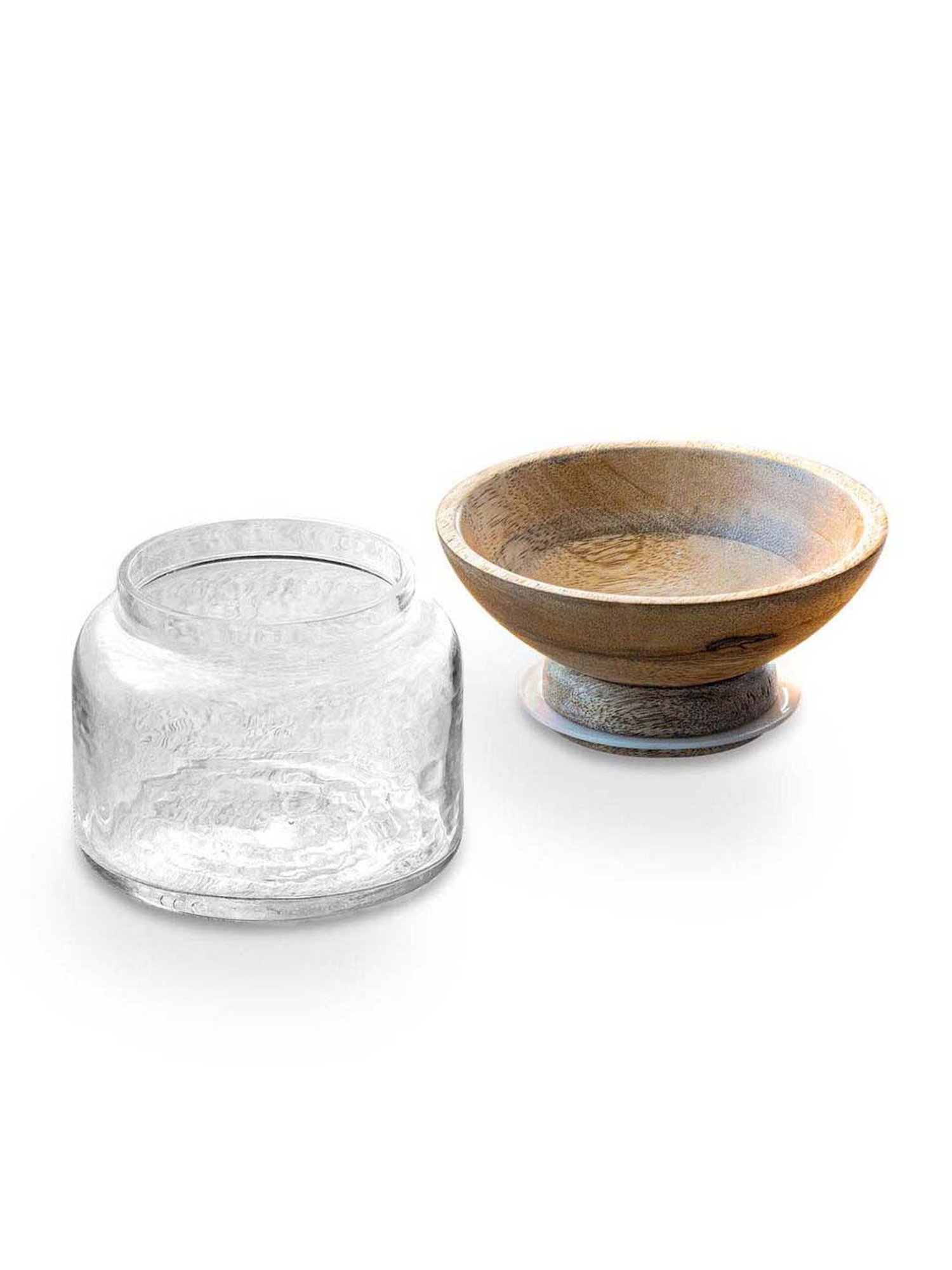 ellementry Twain Transparent Glass Jar with Bowl - Set of 1
