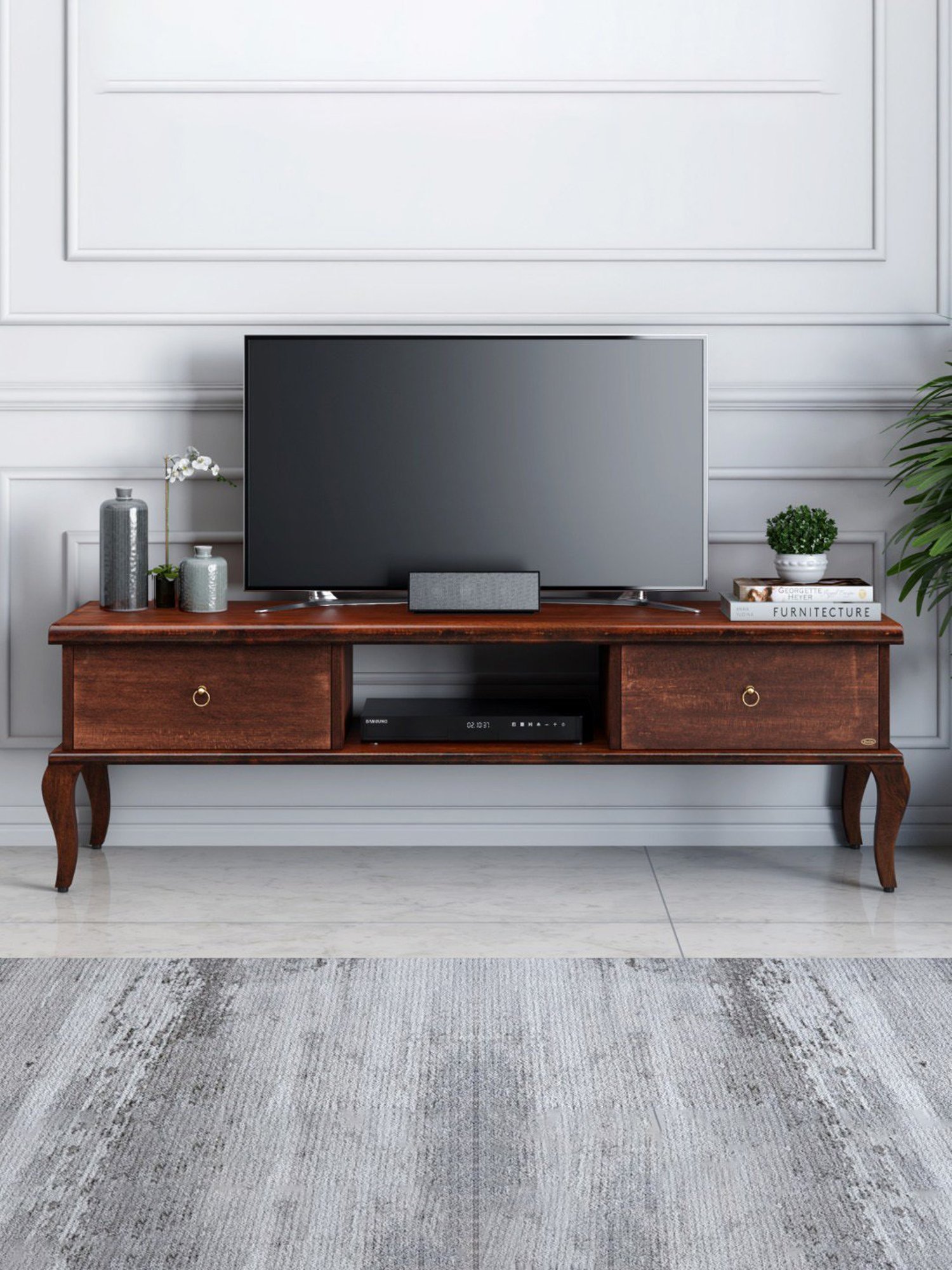 Delite Kom Flex Flowery Wenge & Acacia Dark Engineered Wood TV Entertainment Unit