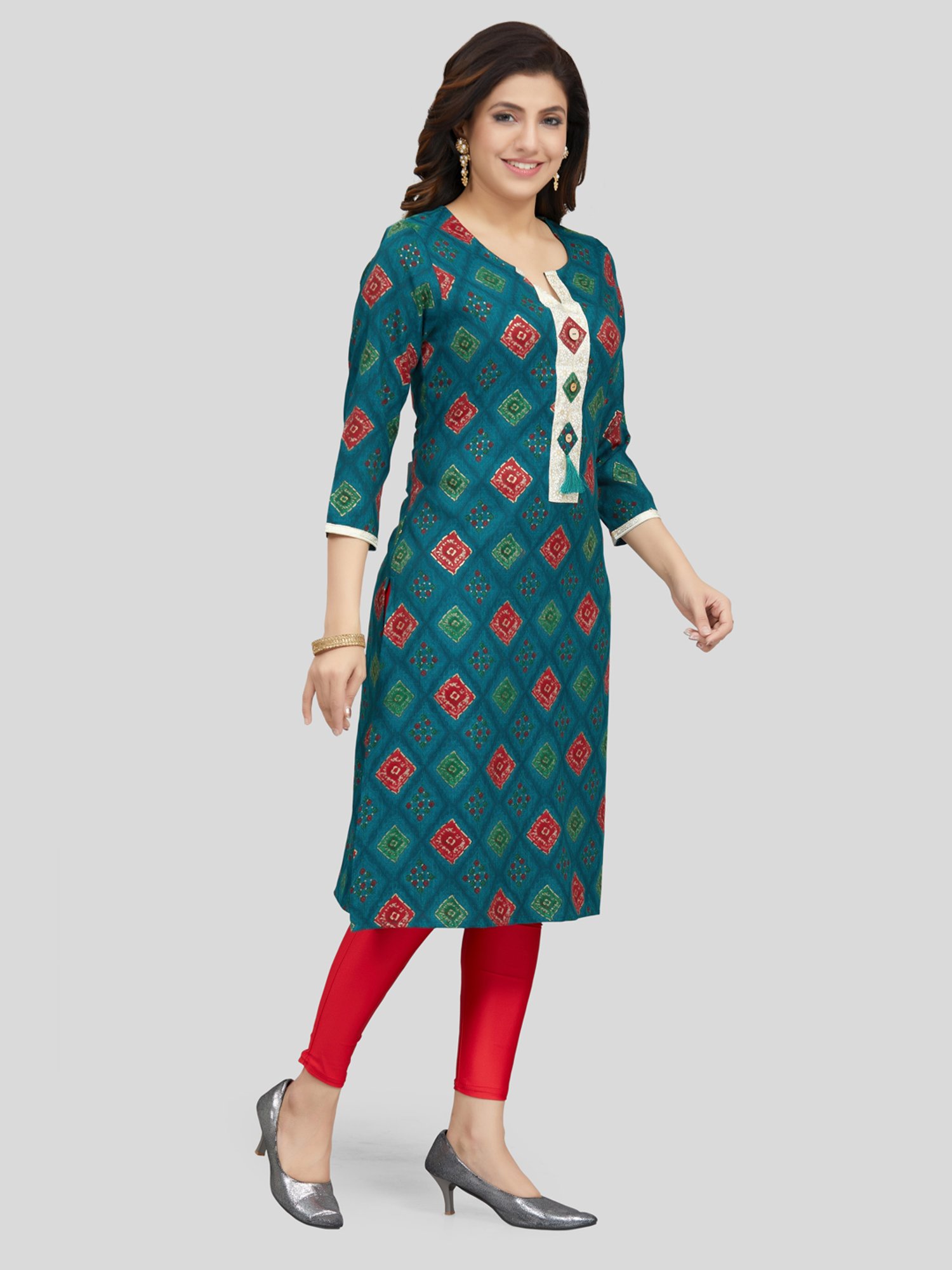 Saree Swarg Green Printed Straight Kurta