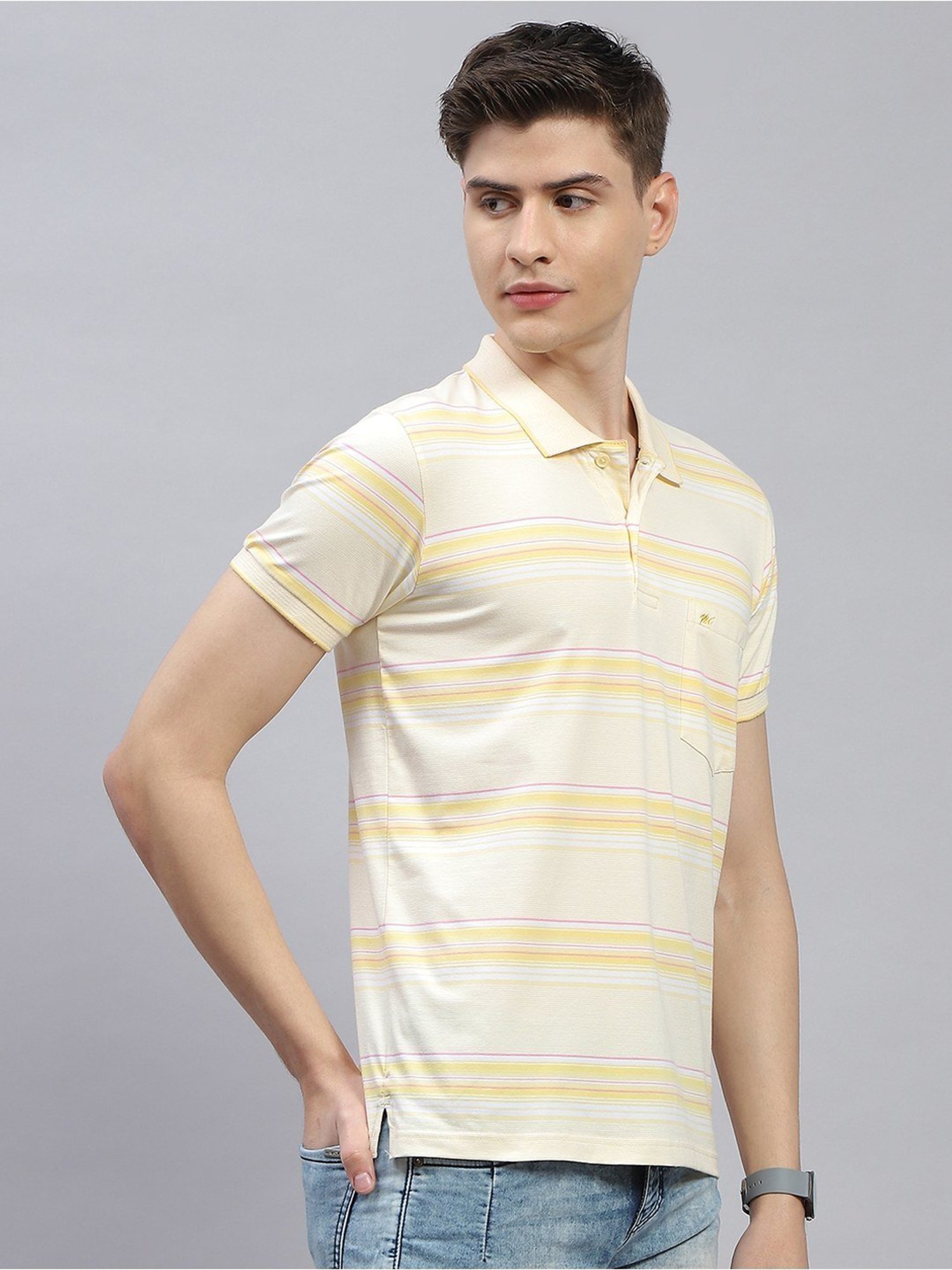 Monte Carlo Lemon Regular Fit Striped Polo T-Shirt