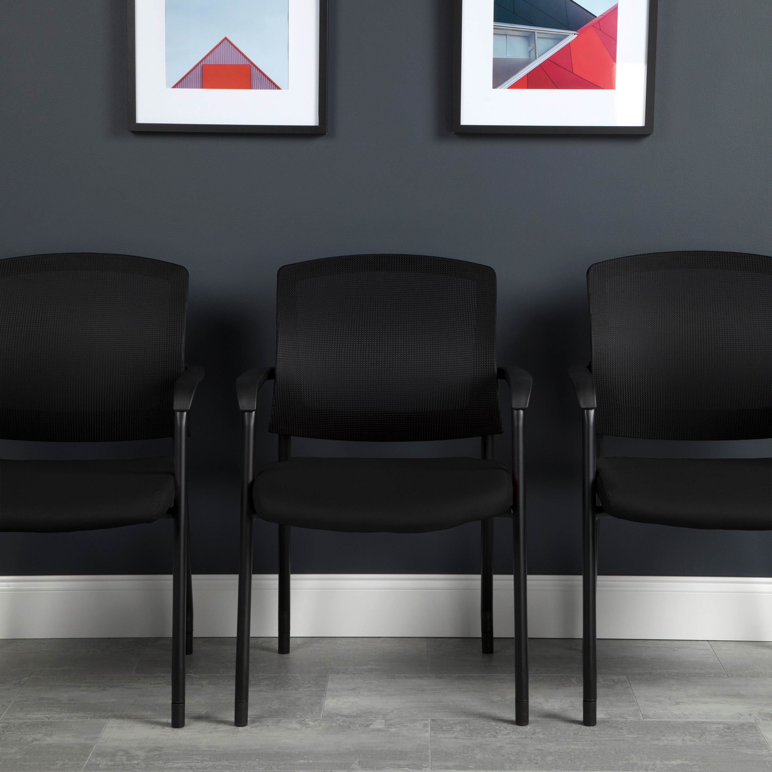 OFM Office Chair, Mesh Back Guest and Reception Chair with Arms, in Black (424-805)