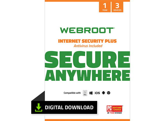 Webroot AntiVirus - 3 Devices 1 Year Subscription - Download