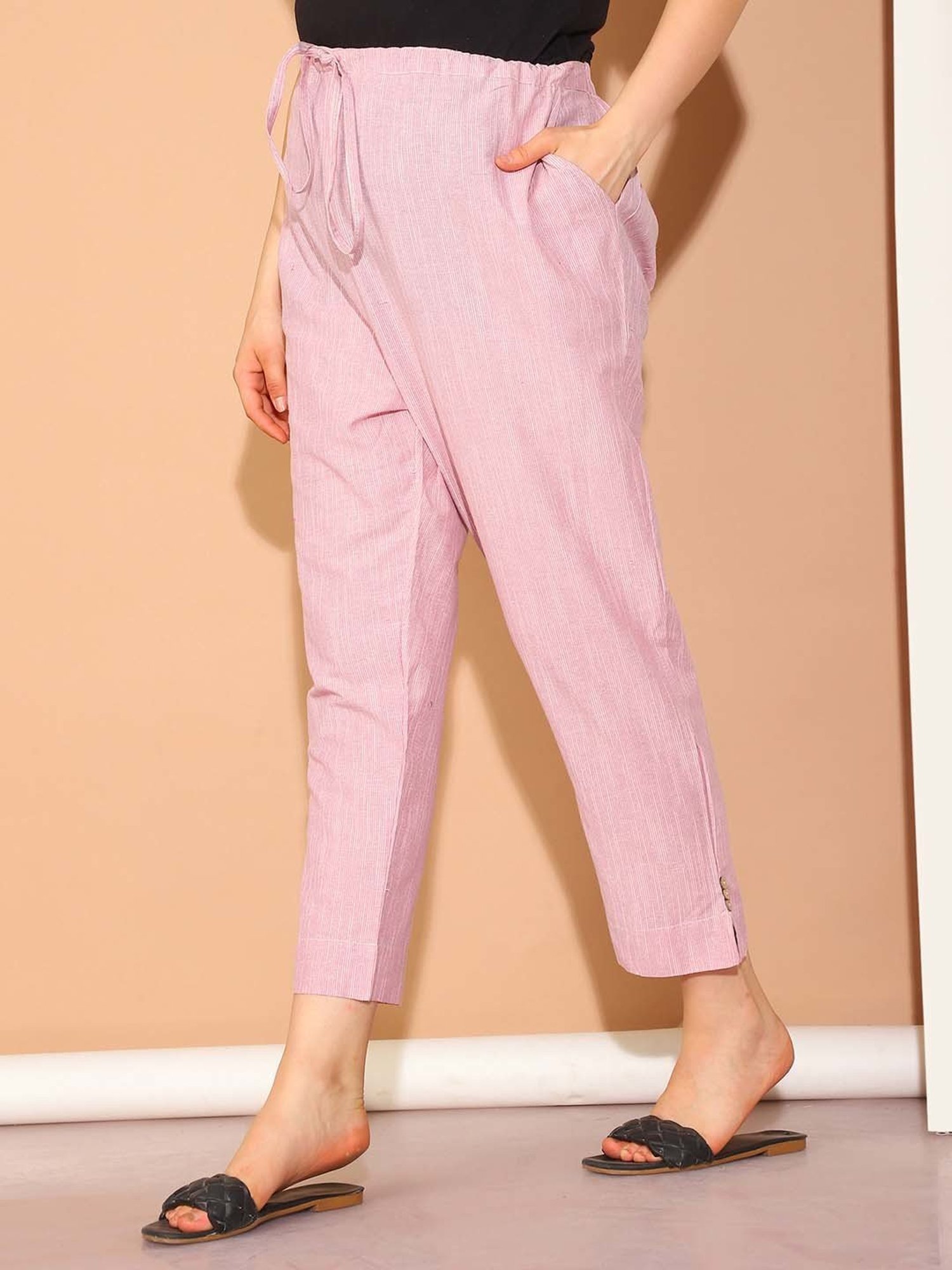 Moms Maternity Pink Striped Maternity Kurta & Pants