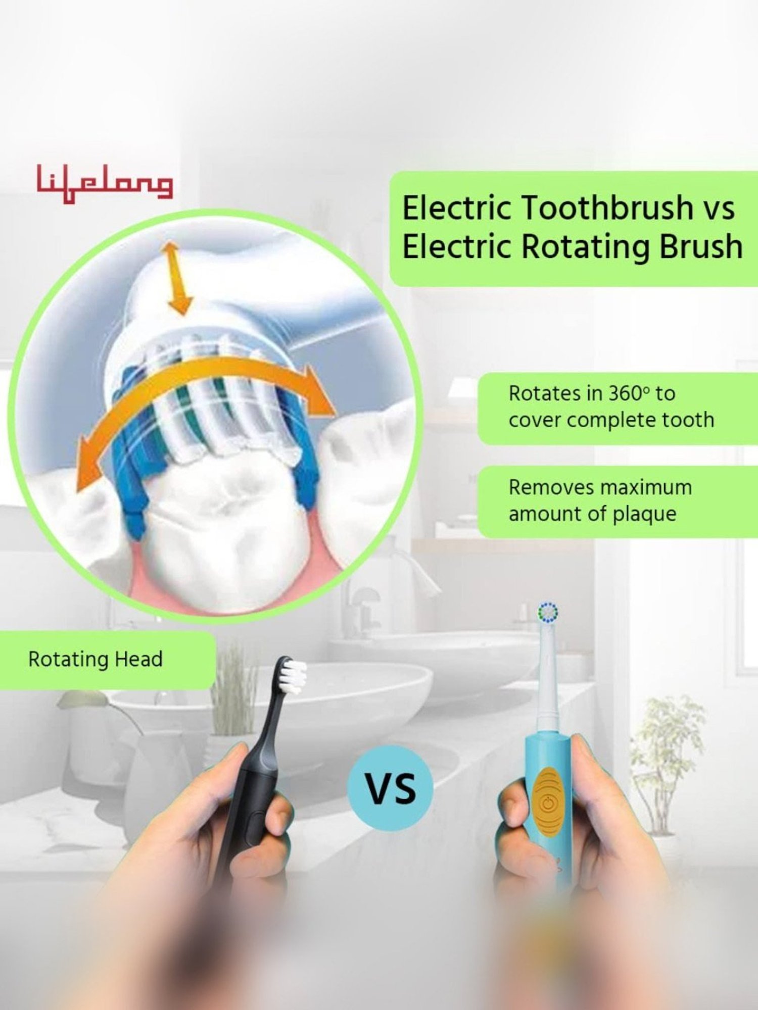 Lifelong LLDC99 Electric Toothbrush with Free Clove Dental Health Plan for Kids (Yellow)