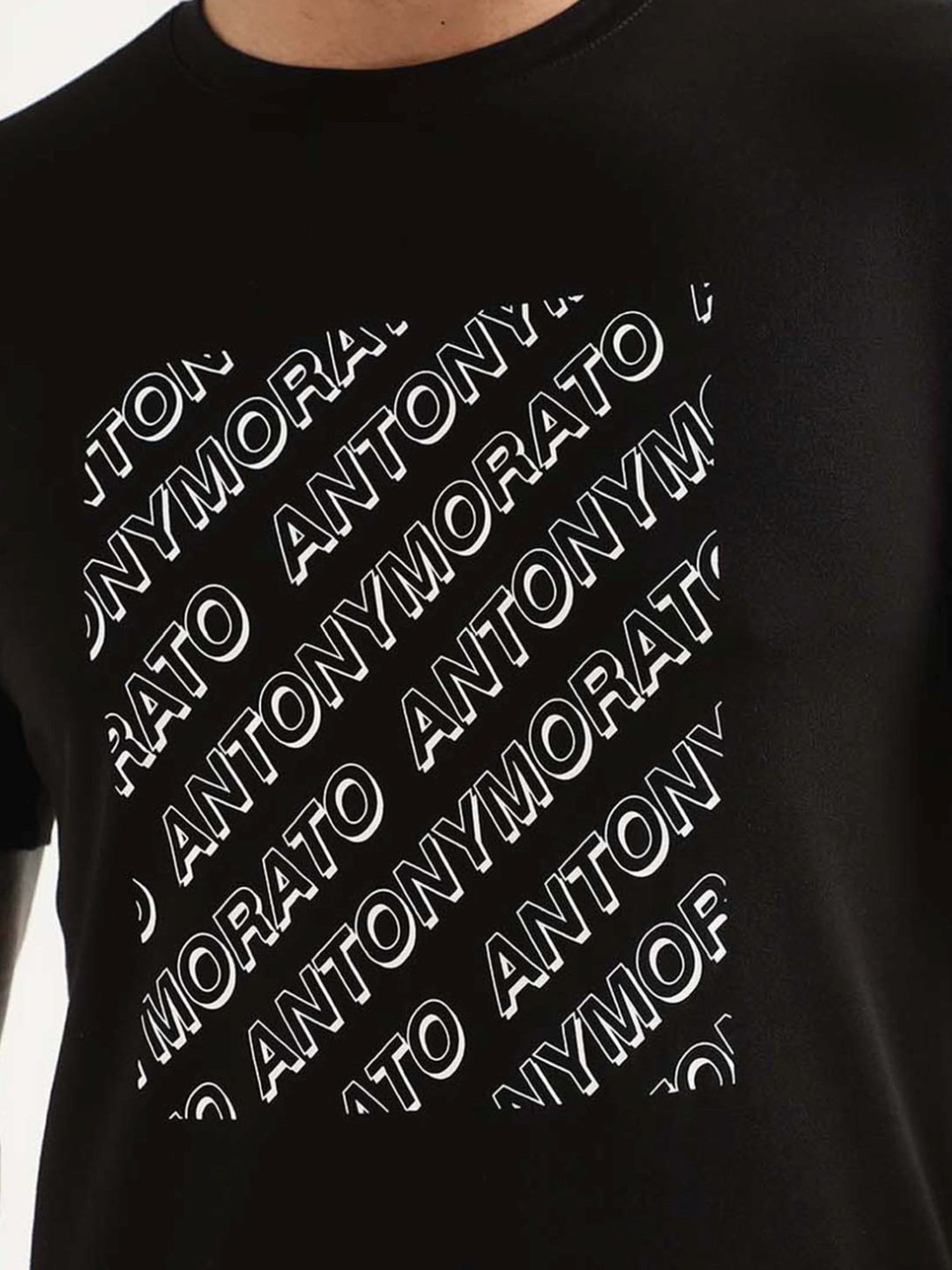 Antony Morato Black Slim Fit Printed T-Shirt