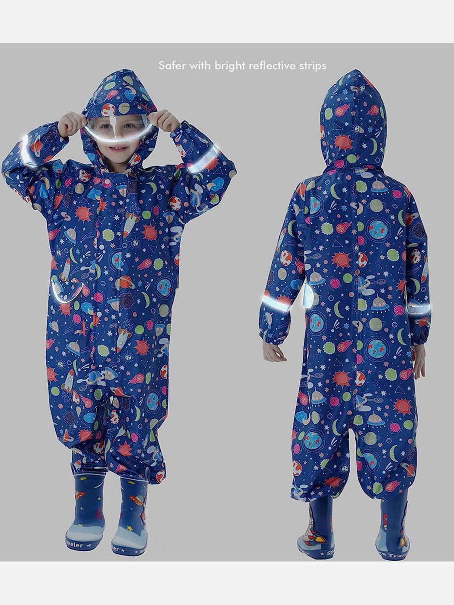 Little Surprise Box Kids Pink Printed Full Sleeves Raincoat