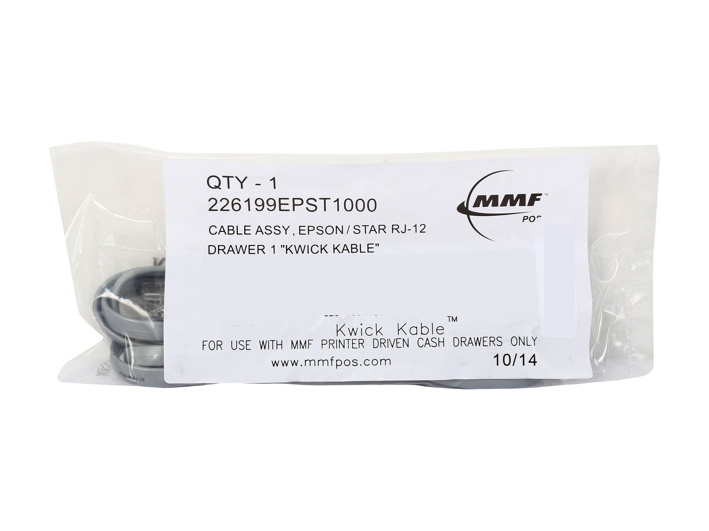 MMF POS 226-199EPST10-00 Cash Drawer Kwick Kable for Epson and Star Printers