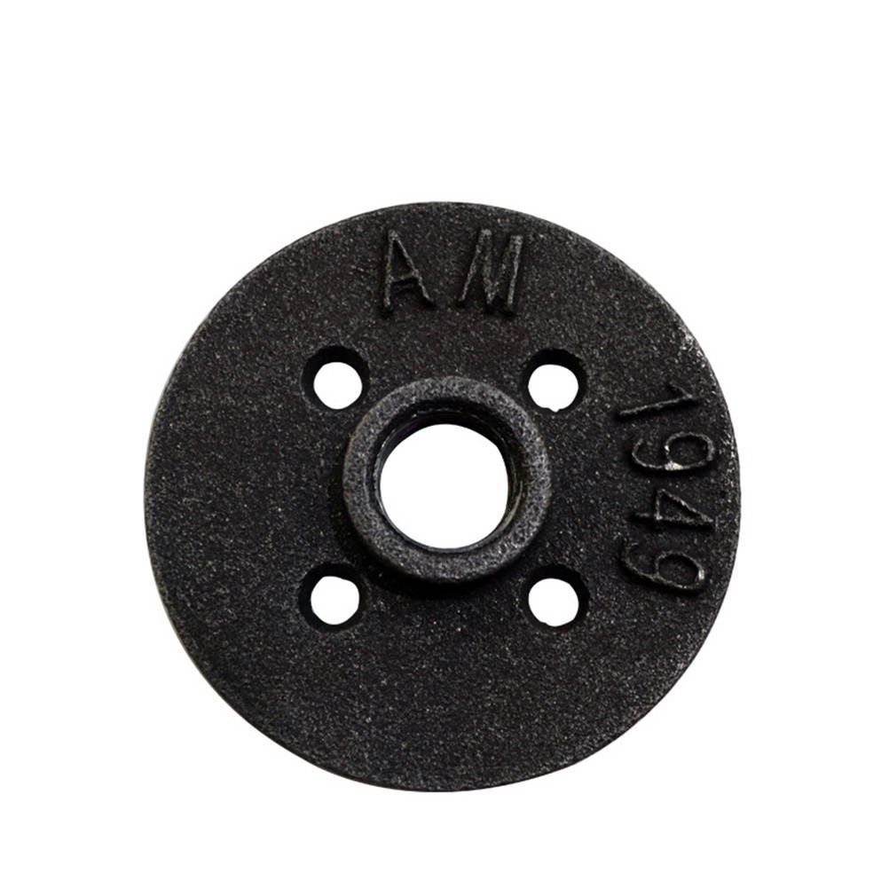 10Pcs 4 Inch Malleable Threaded Floor Flange Iron Pipe Fittings Wall Mounted Flange (Black)